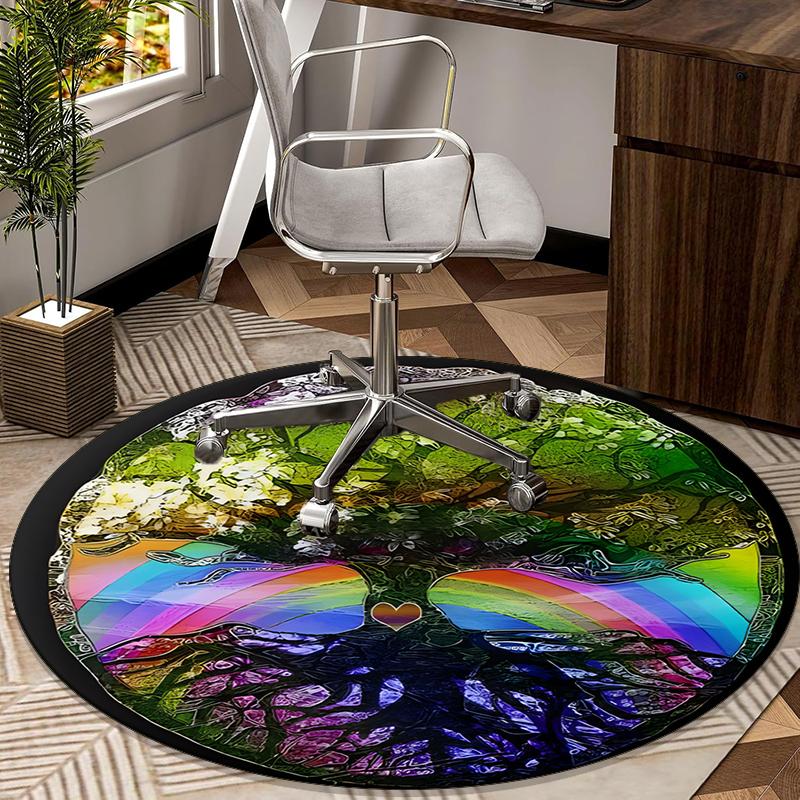 

Yin-yang Tree Of Life round carpet Chair cushion Round Entryway Rug, Soft Round Rugs for Living Room, Bedroom, Circle Carpet decor gifts Diameter 60cm