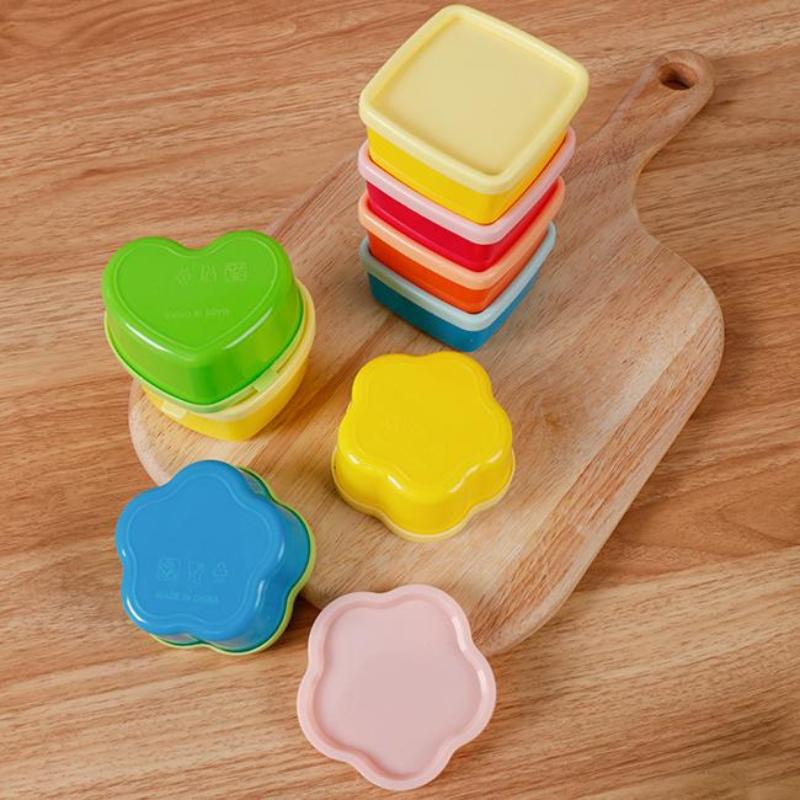 5 Pezzi Mini Scatola Pranzo a Forma di Fiore/Cuore/Quadrato Bottiglietta di Condimento in Plastica Ketchup Condimento per Insalata Contenitore Alimentare Portatile