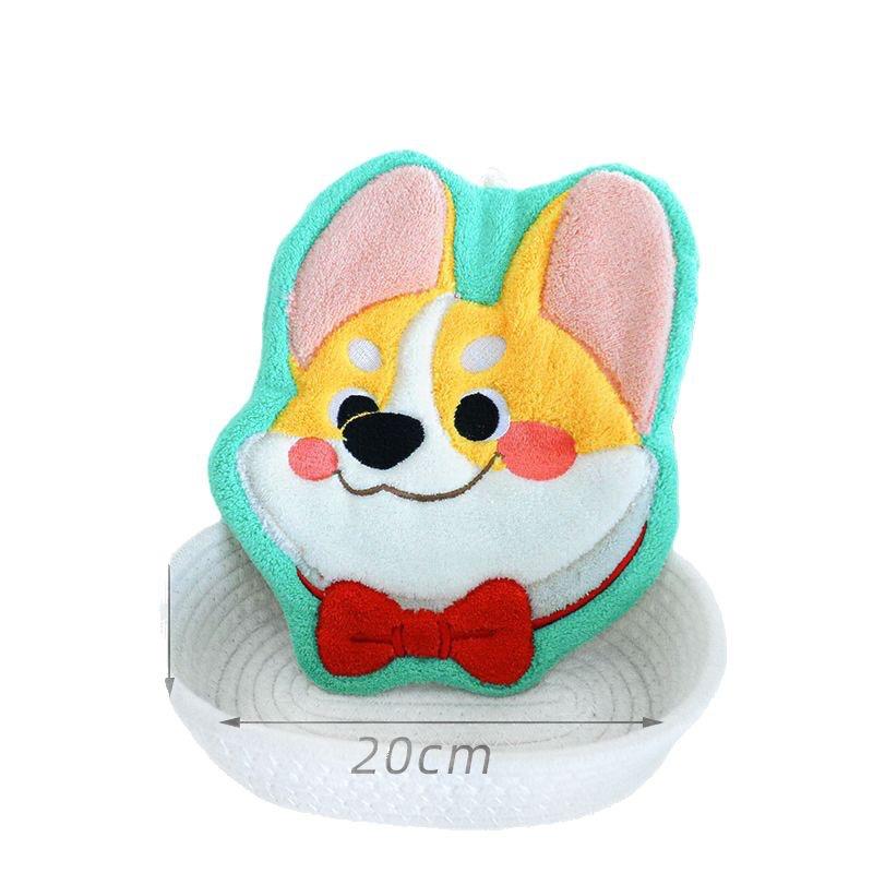 Hanging Style, Small Dog, Thick and Super Absorbent, Cute Cartoon, Hand Towel, Coral Fleece, Kitchen and Bathroom