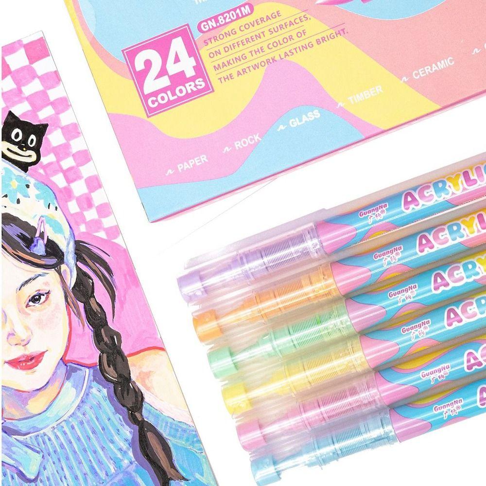 24Colors Macaroon Color Acrylic Paint Pens 24 Colors Watercolor Pen  Artists Drawing