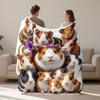 Rabbit fur flower pattern Flannel printed blanket suitable for all seasons suitable for living room office sofa and travel