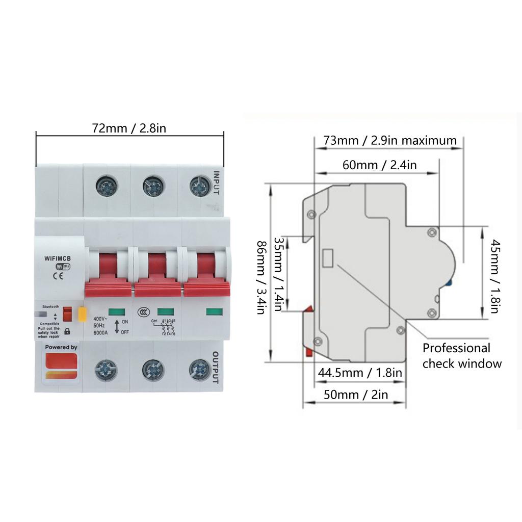 3P Smart Circuit Breaker WIFI Remote Control Leakage AC 400V