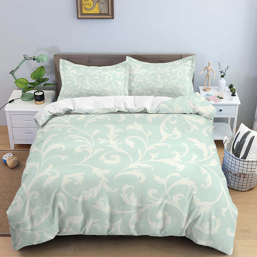 Flower Leaves Duvet Cover Set Fashion Pattern Print Polyester Comforter Covers with Pillow Case King Queen Twin Size Bedding Set