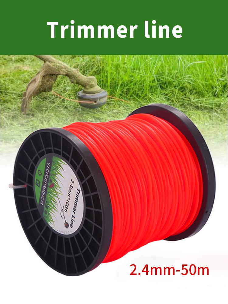 50M 2.4mm Mowing Nylon Grass Trimmer Rope Brush Cutter Strimmer Line Round Brushcutter Trimmer Cord Line Wire