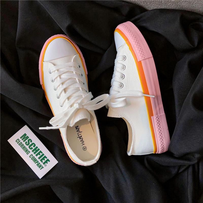 

Женские кроссовки Candy Style из вулканизированной ткани, дышащие, повседневные, для студентов, белые туфли, женская обувь на весну и осень, симпатичные парусиновые туфли 38 розовый