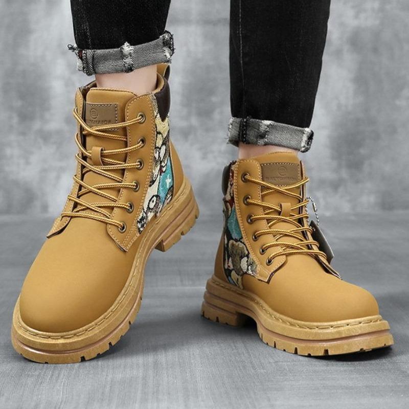 Fashion Fashion Shoes for Mens Retro Canvas Working High Top Boots Men's Ankle Boots Outdoor Street Style Platform Boots Botas Masculino