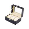 Large 3 Grids Mens Black PU Leather Watch Box with Lock and Mirror A Nice Jewelry Case Organizer and