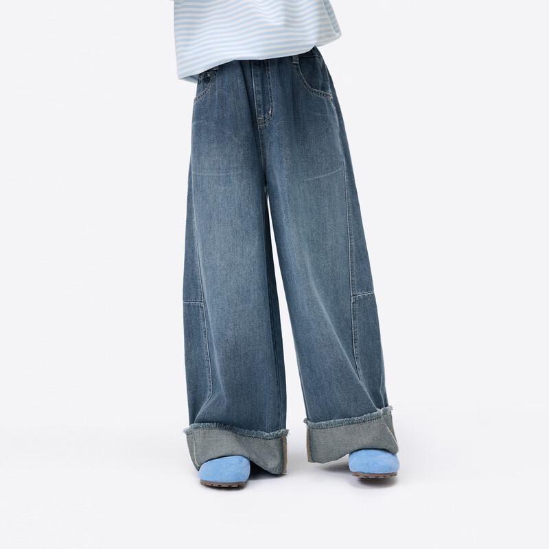 Girls  Denim Straight Wide-Leg Pants 160