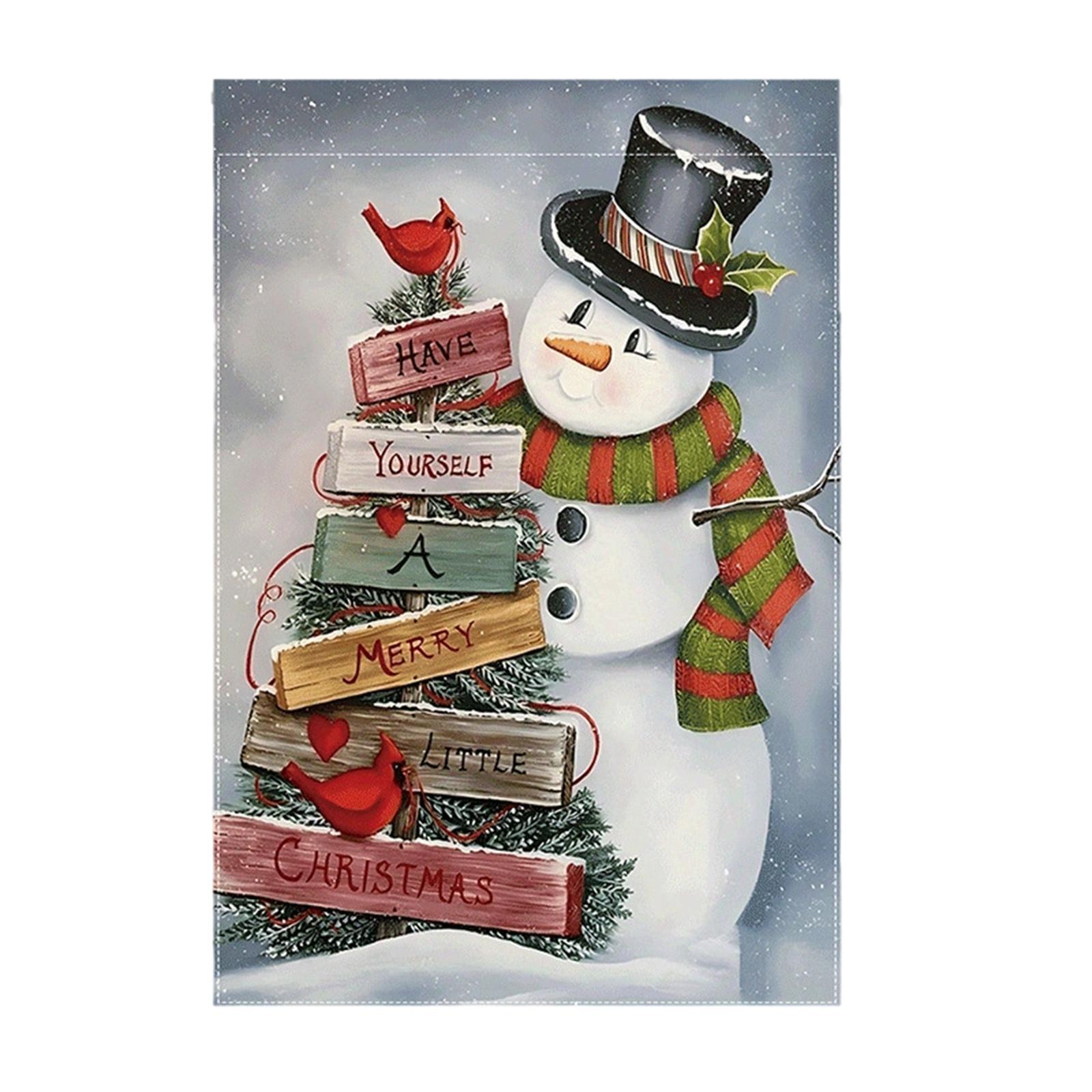 

Рождественский садовый флаг, Двусторонний льняной садовый флаг со снеговиком 45*30см (Флагшток в комплект не входит) One Size