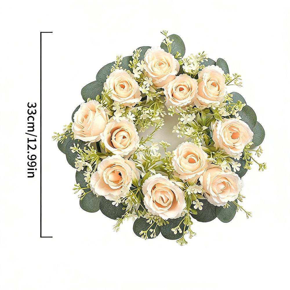 23/33cm Size Artificial Flowers Wreath Silk Material Garland Style Artificial Flowers Garland Wreath Shape Silk Fake Flower