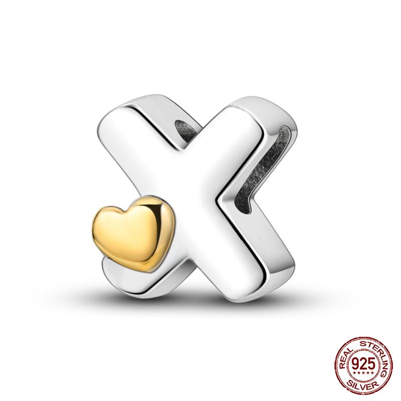 New Copper Classic Golden Heart 26 Alphabet Letters Charms Beads Fit Qikaola Bracelets Lucky Birthday Diy Jewelry