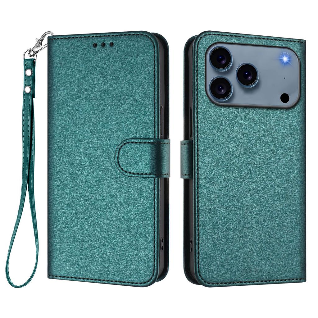 For iPhone 17 Pro Leather Case Wallet Stand Phone Cover with Wrist Strap