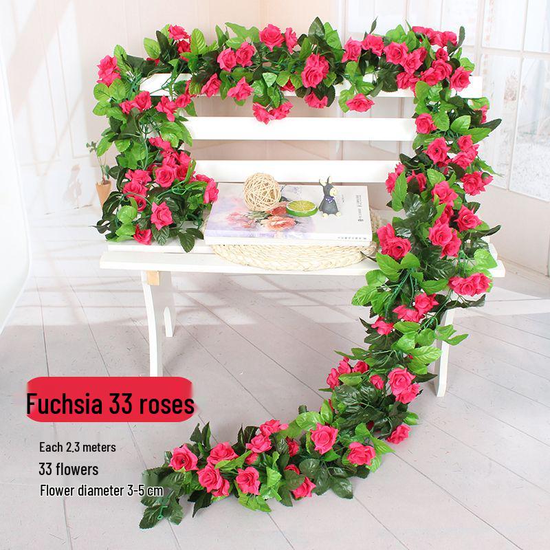 Artificial Rose Flower Vine for Balcony, Staircase, and Railings Decoration