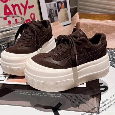 2025 New Flip Fur Leather Thick-soled Muffin Bread Shoes Big Head Small Height Increase Casual Shoes Board Shoes Women's Shoes