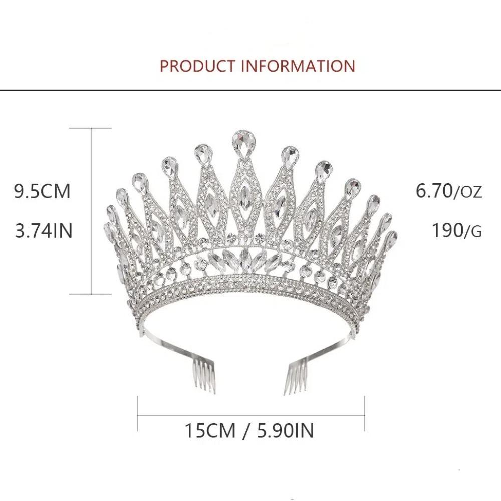 Baroque Queen Crystal Crowns With Comb Bride Headdress Luxury Crystal Princess Crown