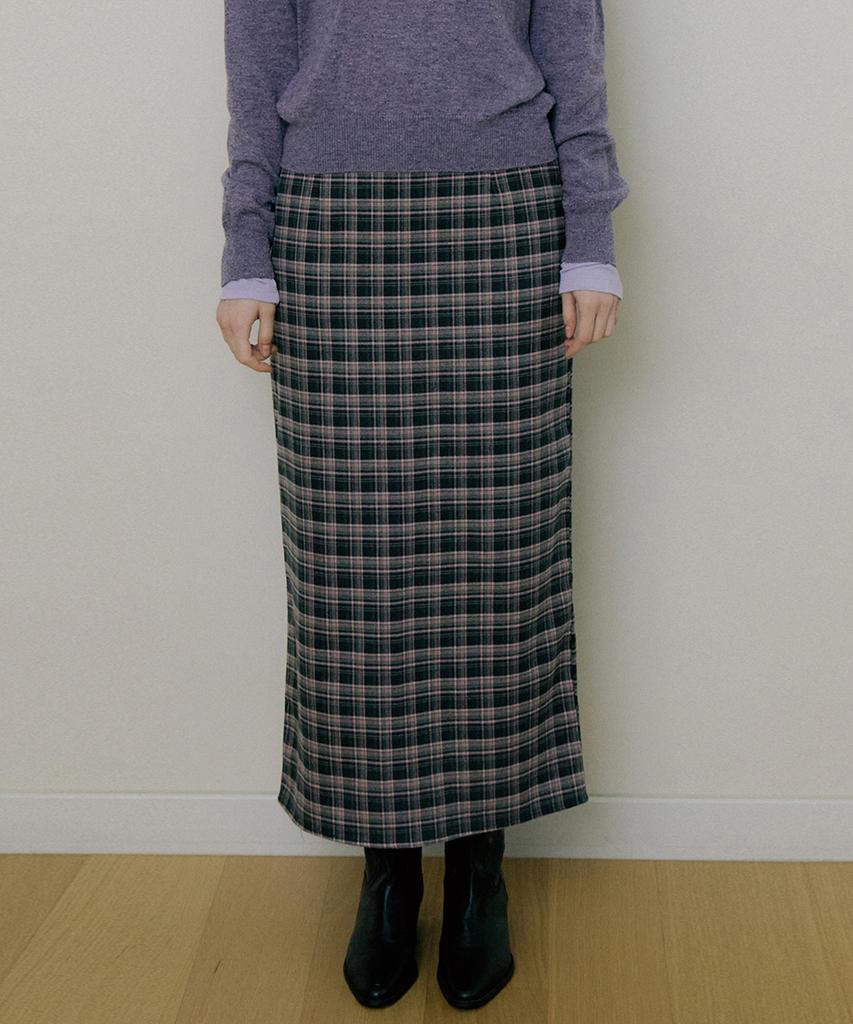 Riorg Eot Soft Check Maxi Skirt Pink Green