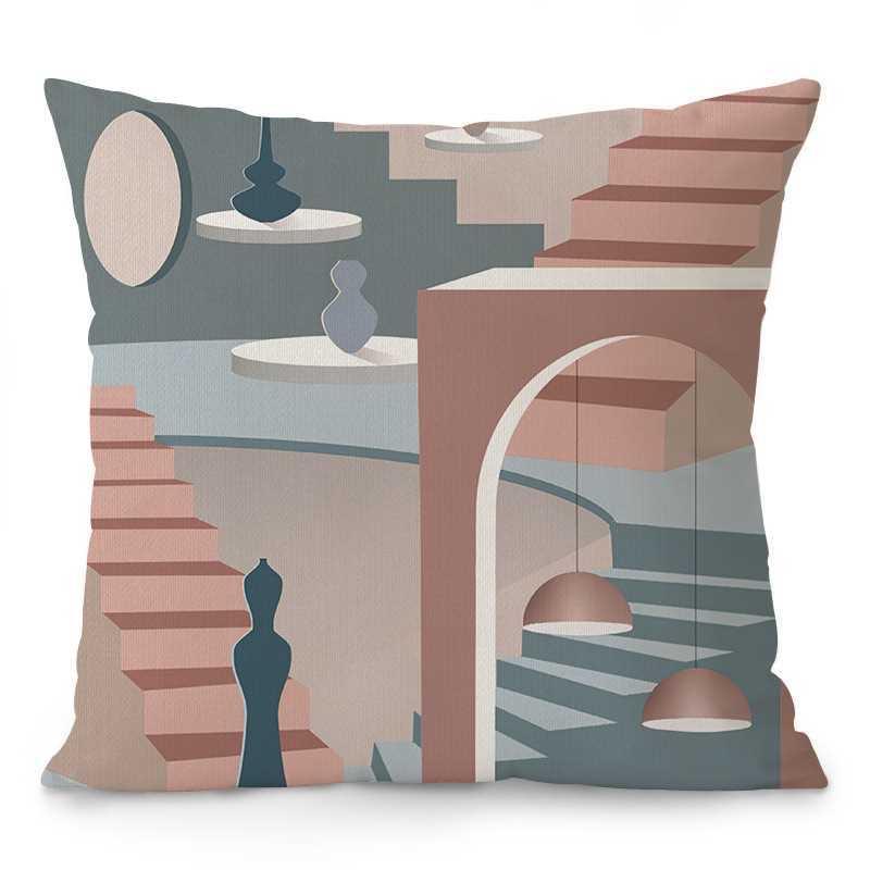 Nordic Light Luxury Pillow Cover Abstract Morandi Color Simple Modern Sofa Cushion Cover Office Bed Pillowcase Home Decoration