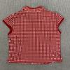 Retro Red Grid Small Fresh Women's Summer Stand Up Collar Buckle Short Sleeved Slim Fit T-shirt