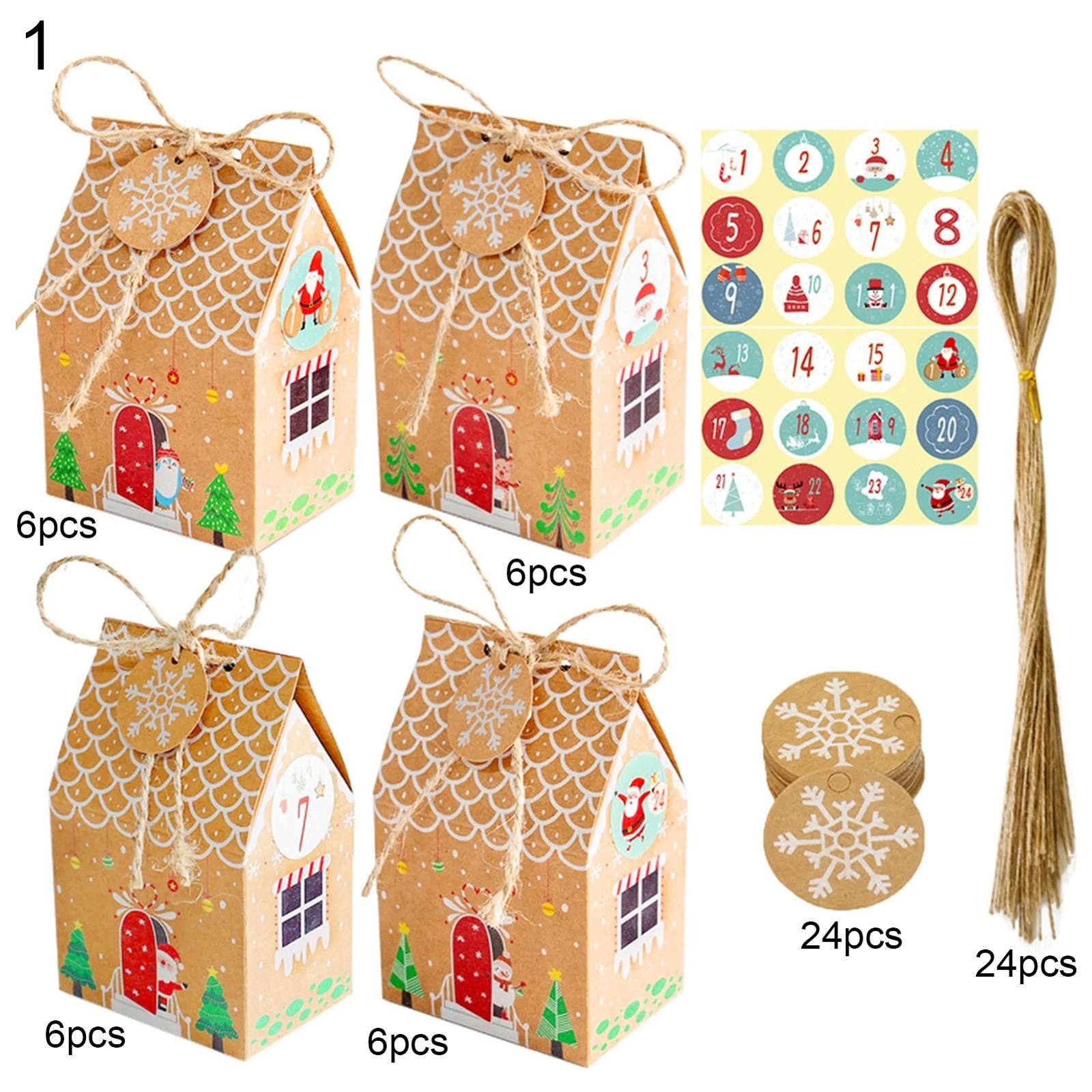

24 шт./набор подарочных коробок для рождественской вечеринки, подарочный пакет из рождественской бумаги, подарочные коробки из крафт-бумаги для рождественской вечеринки One Size