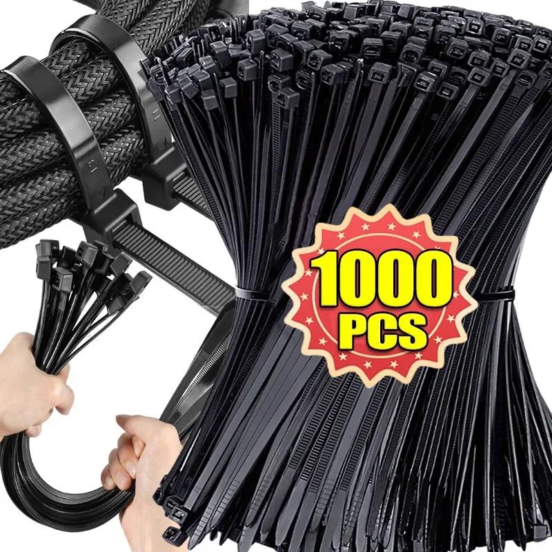 100-1000 Pcs Plastic Clamping Collar Rilsan Cable Ties Clamp Greenhouse Plastic Clamps Self-tightening Plastic Necklace Belts