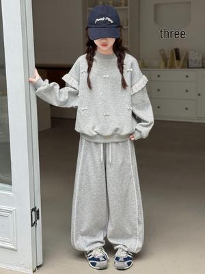 Herbst 2025 Modisches Mädchen-Sweatshirt-Set – Stilvolle zweiteilige Sportbekleidung für große Mädchen