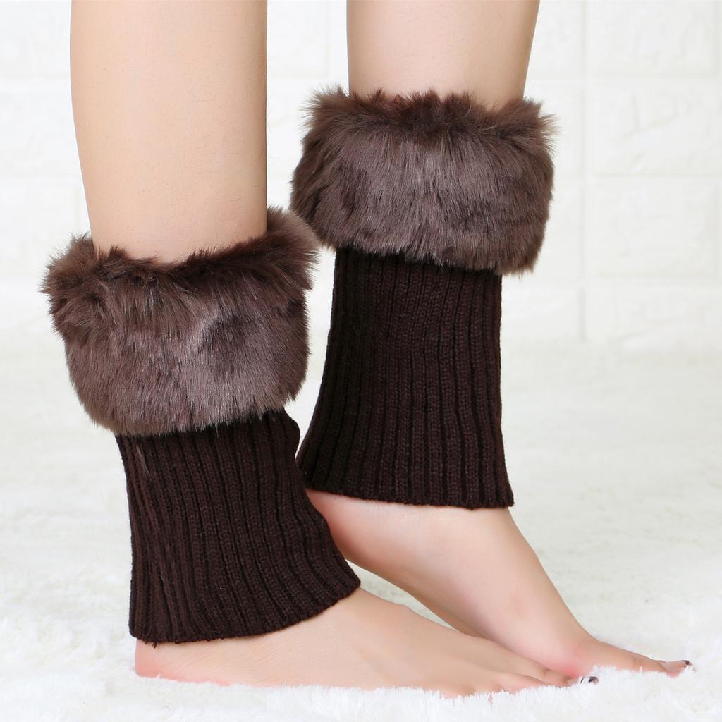 New Autumn and Winter Short Flip Plush Thermal Socks Boot Cover Women's Spice Girl Jk Wind Knitted Wool Leg Guard Foot Cover Women's Leg Cover