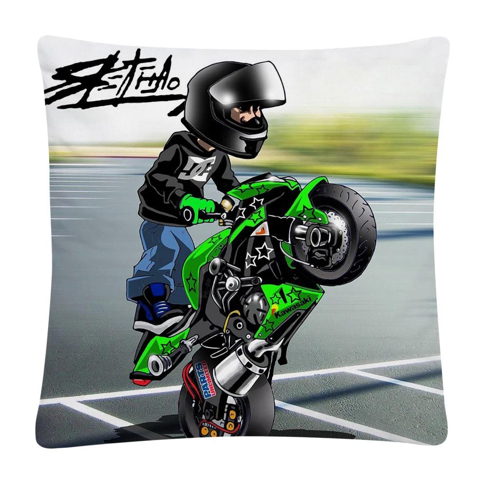 Stunt Sports Cartoon Pattern Soft Polyester Pillow Case for Sofa Home Car Decoration Pillowcase