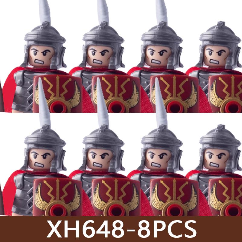 8 Pezzi Figure di Soldati di Castello Medievale Blocchi da Costruzione Militare Romano Teutonico Cavaliere Ospitaliere Templare Guerriero Fanteria Mattoncini Giocattolo Regalo