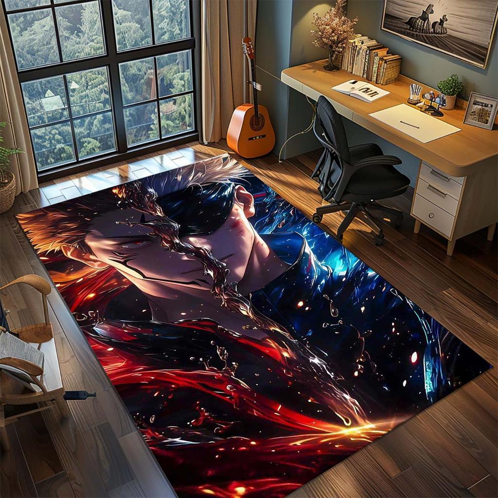 Tappeto in Poliestere Jujutsu Kaisen Tappeto Anime Tappetino Antiscivolo Decorazione Soggiorno Camera da Letto -QJY
