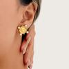 18K Gold Plated Titanium Pearl Portrait Stud Earrings for Travel and Vacation