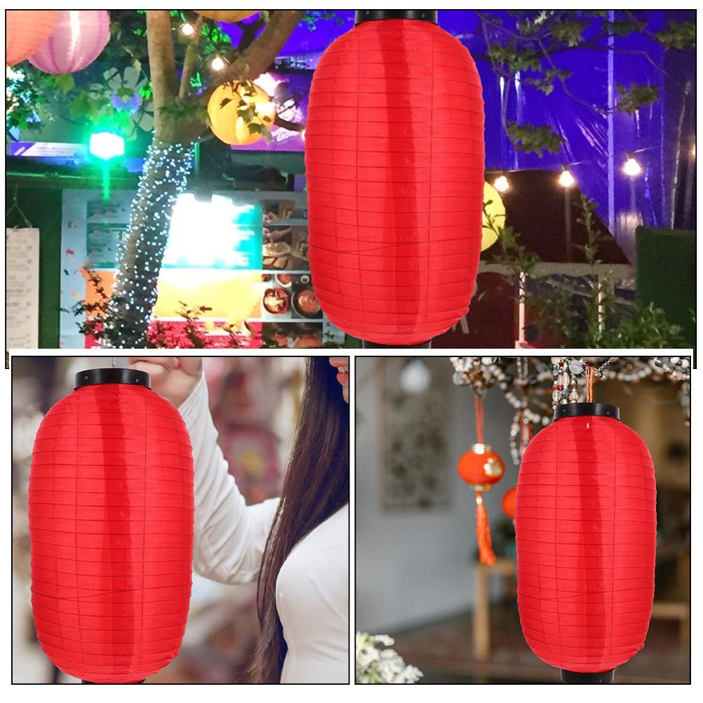 4Pcs Traditional Japanese Lanterns Silk Fabric Waterproof Foldable Hanging Light Fixture for Wedding Party Sushi Bar Outdoor