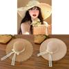 French Lace Bow Summer Wide Brim Hat For Sun Protection Beach Vacation Fans