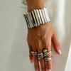 Exaggerated Metal Large Wide Face Spring Bracelet Bracelet Punk Style Texture Vertical Pattern Bracelet Female