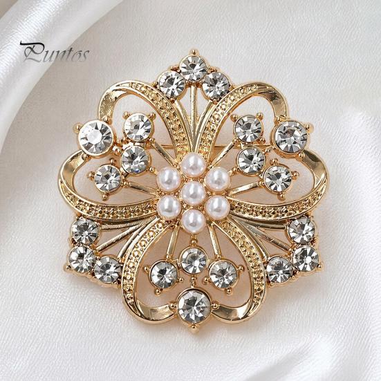 Floral Jewelry Solid Alloy Brooch, Hollow Pattern Lapel Pin with Strong Buckle Brooch Design, Electroplating Anti-Oxidation Badge for Coats