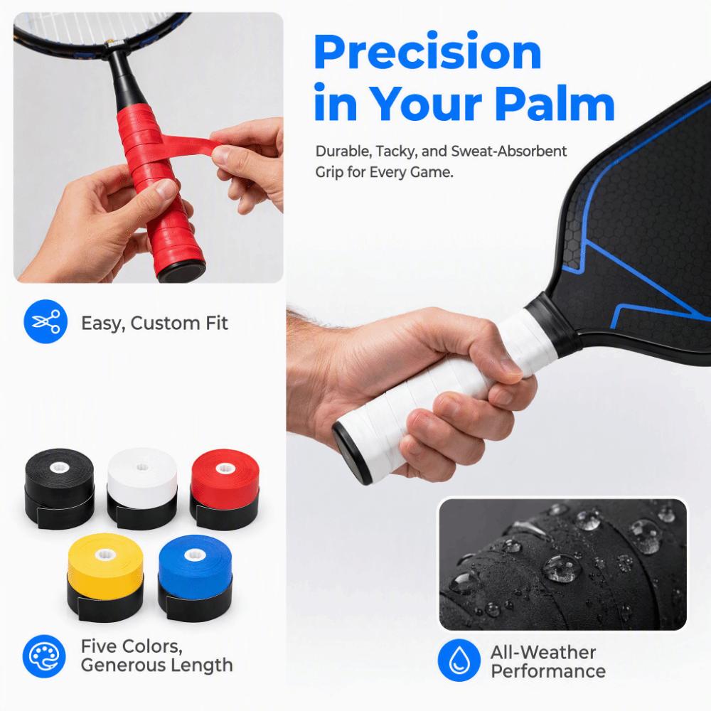 25pcs/50pcs Sweat Control Racket Grip Tape Holeless Flat Paddle Grip Tape  Badminton