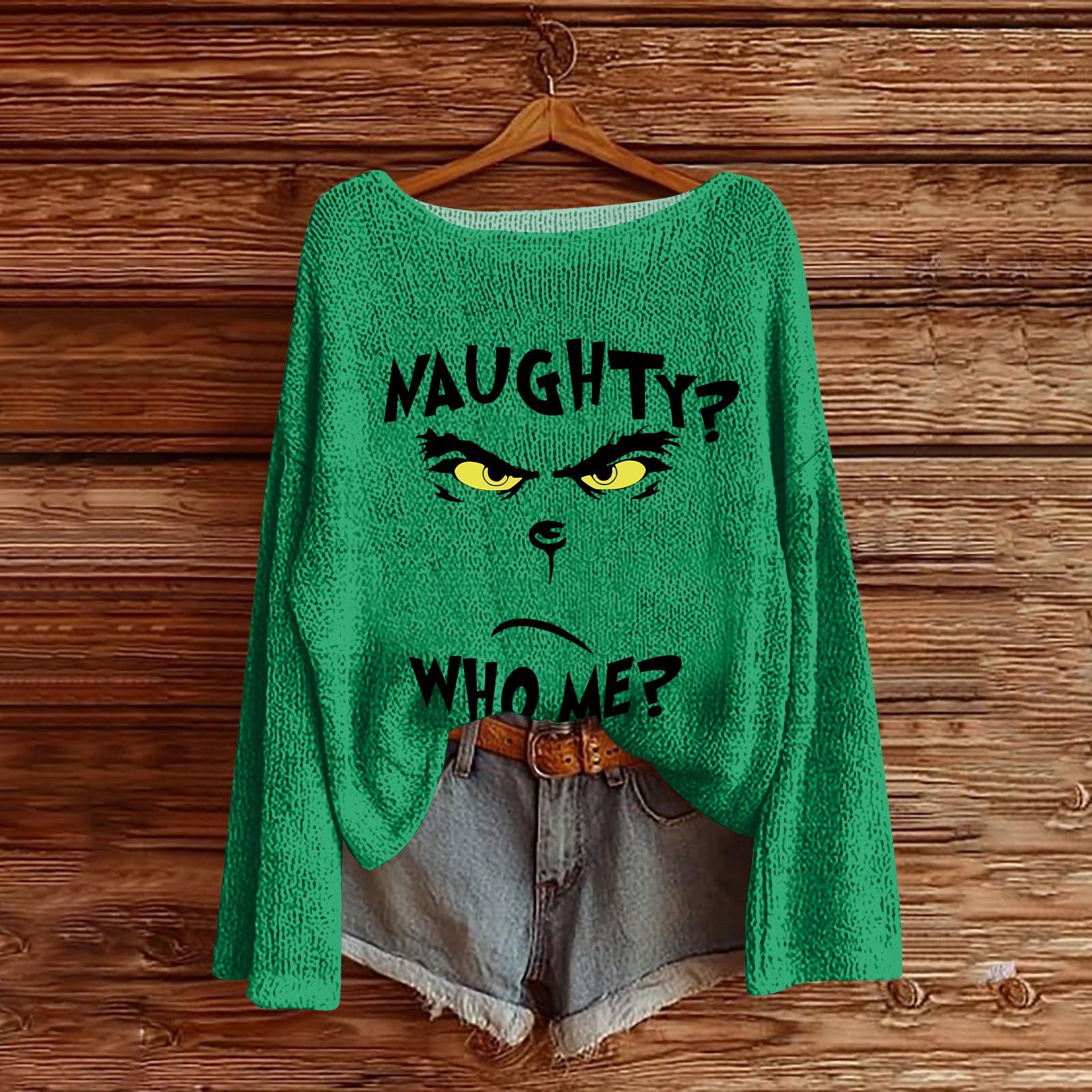 

Женский легкий свитер с круглым вырезом, повседневный вязаный пуловер с длинным рукавом и рождественским принтом. XL