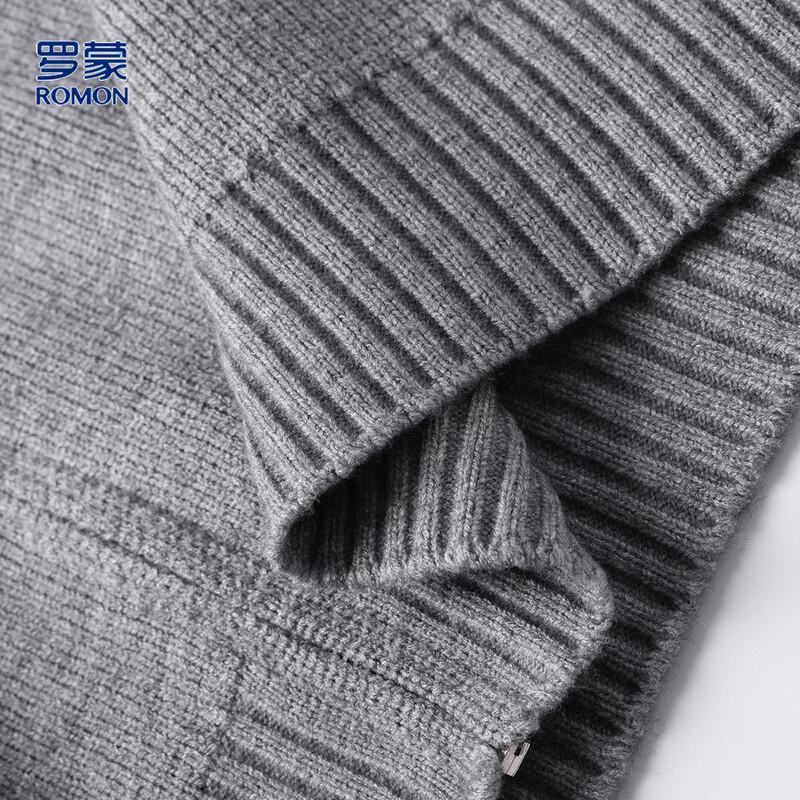 ROMON Men's Casual Solid Color Zipper Cardigan