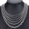 3mm/4mm Punk Gothic Cool Silver Color Choker Metal Collar Link Chain Stainless Steel Necklace