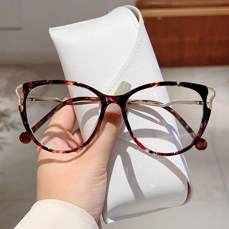 New cat eyes fashionable women's anti blue light glasses fashionable printed glasses frame anti blue light computer goggles