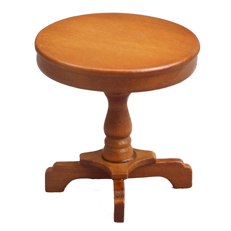 1:12 Dollhouse Miniature Round Coffee Table - Rosewood & Natural Wood Colors