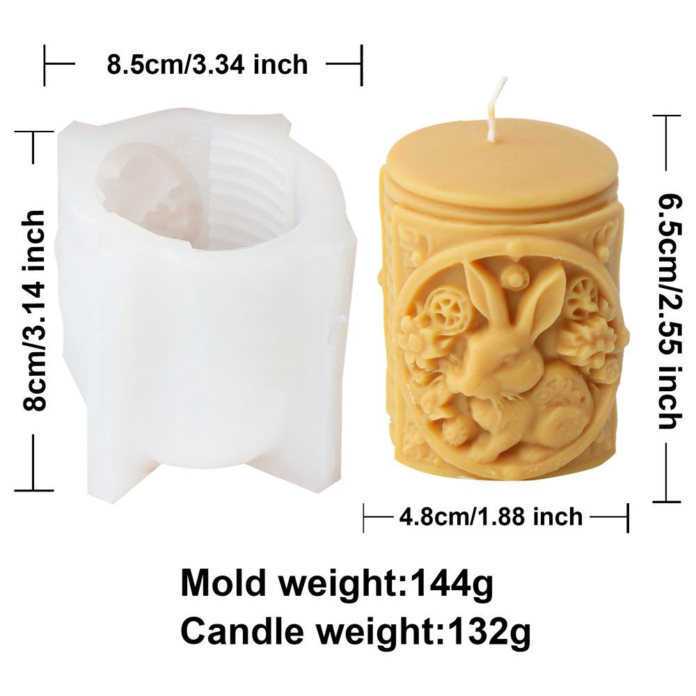 Carrot Rabbit Cylindrical Candle Silicone Mold Easter Rabbit Relief Cylinder Resin Silicone Mould Rabbit Statue Gypsum Molds