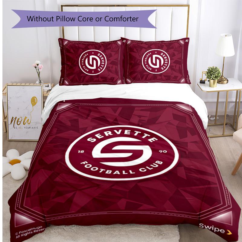 Set Biancheria da Letto 3 Pezzi Stampato Servette FC Traspirante Copripiumino con Federe Biancheria da Letto Decorativa per Camera da Letto Casa