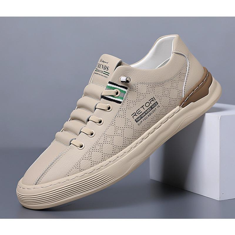 Fashion New Designer Cow Leather Platform Men's Sneakers Fashion Soft-soled Sports Board Shoes Men Spring Autumn Zapatos De Hombre