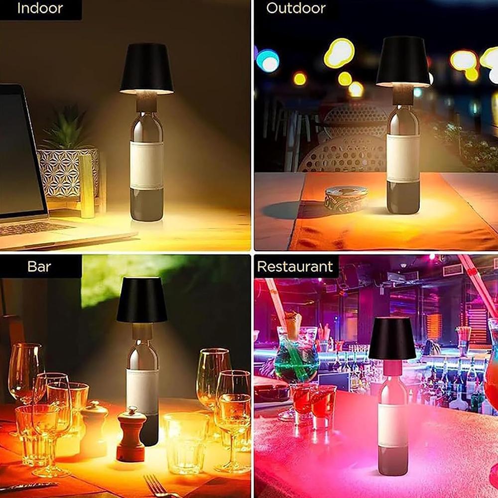 1× Rechargeable Touch Control Wireless Wine Bottle Light Head with 3 Modes Light
