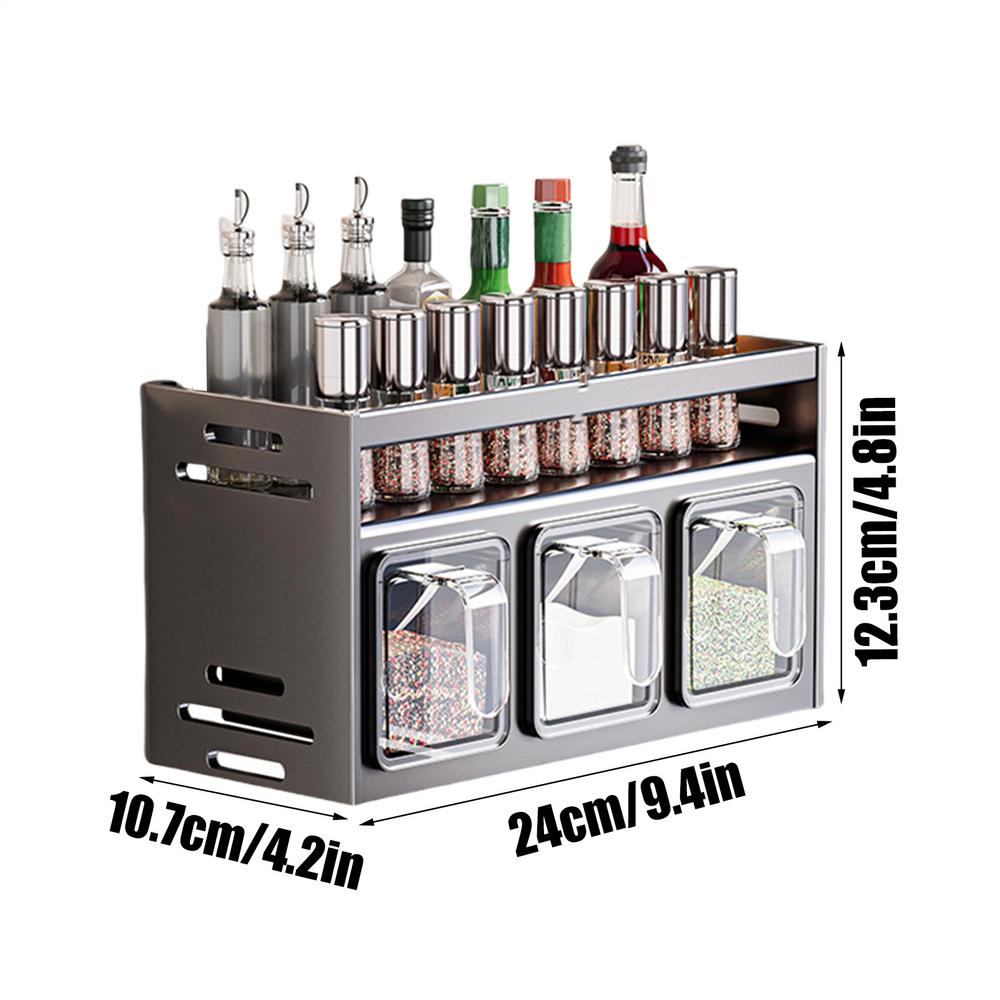 

Season Rack Wall Mount Punch-Free Seasoning Holder Large Capacity Storage Rack Seasoning Stand For Kitchen Bathroom Shelves