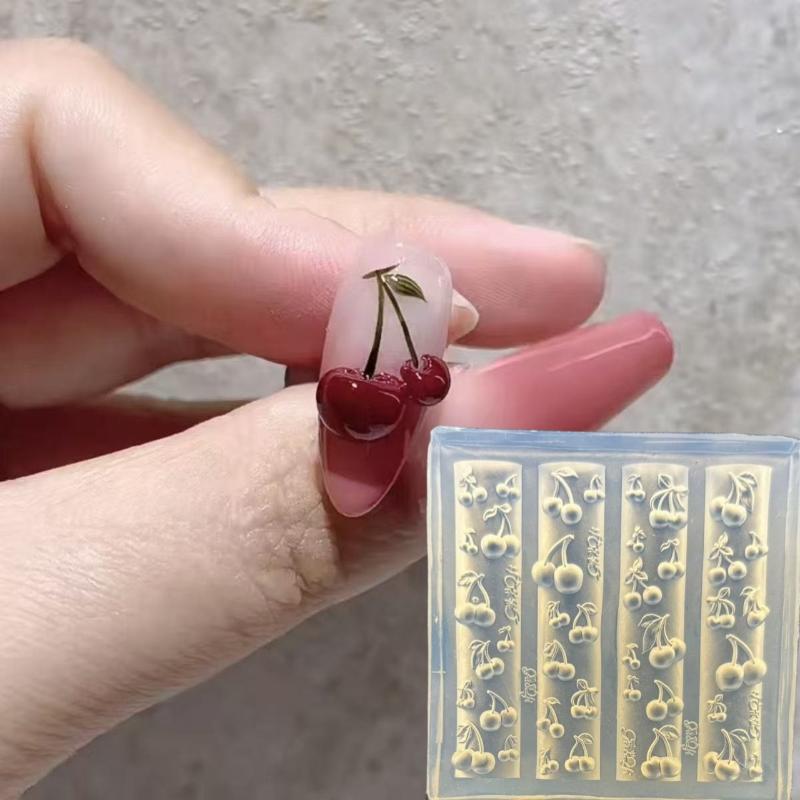 3D Rose Flower Butterfly Silicone Mold Nail Art Decorations Diy Cherry Design Nail Templates Jewelry Crafts Manicure Design Tool