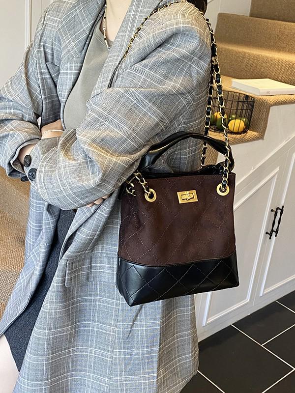 Women's Argyle Patchwork Retro Handbag with Chain Strap - 2025 Collection