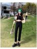 2025 Spring/Summer Women's Black Cigarette Straight-Leg Jeans - Slim Nine-Point Style