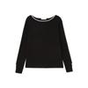 Beauty Basic Boat Neck x Black [Natural Basic] Sweater, All-Knit Series, Knit, Off-White