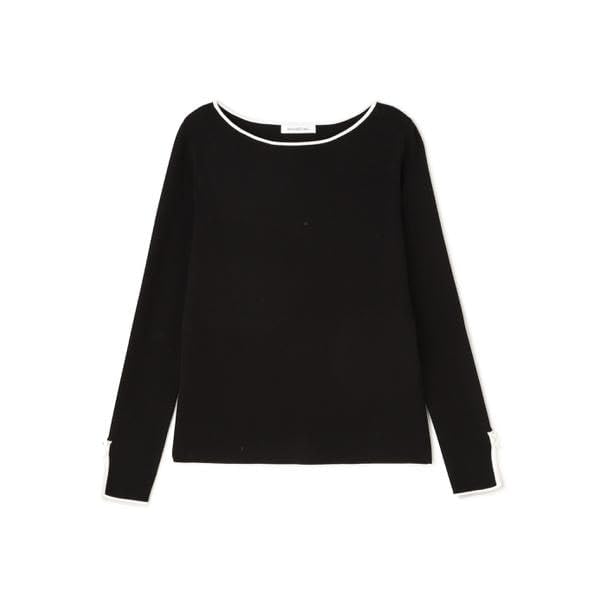 Beauty Basic Boat Neck x Black [Natural Basic] Sweater, All-Knit Series, Knit, Off-White